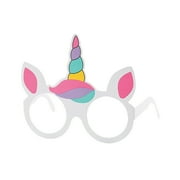 Fun Express Unicorn Paper White Birthday Costume Glasses, for Child (Pack of 12)