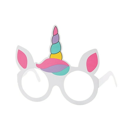 Fun Express Unicorn Paper White Birthday Costume Glasses, for Child (Pack of 12)