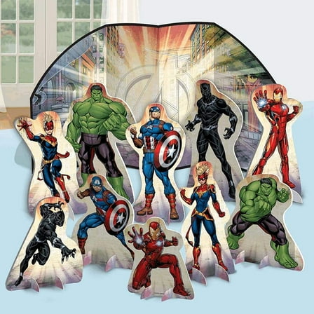 Amscan Marvel Powers Unite Table Party Decoration Set with Centerpiece & Cardboard Cutout (11 Count)