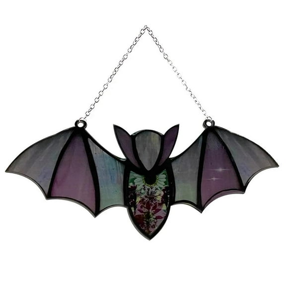 LONPUN Halloween Bat Stained Glass Suncatcher Window Hanging Art Wall Acrylic Z1R3