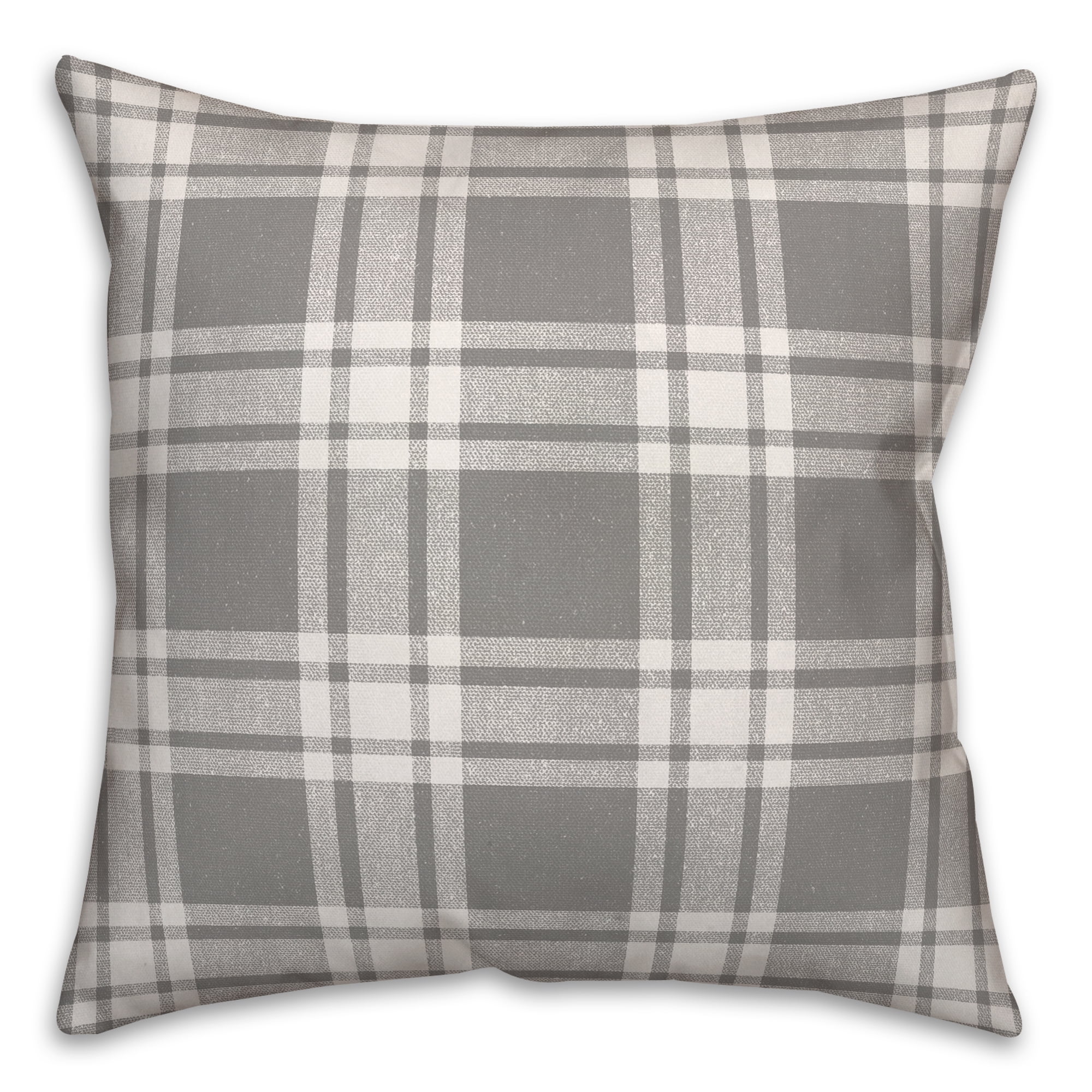 Creative Products Distress Plaid Gray 18 x 18 Indoor / Outdoor Pillow
