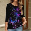 thumbnail image 4 of ZQGJB Cute Butterfly Print Shirts for Women Dressy Casual 3/4 Lenght Sleeve Round Neck Graphic T-Shitrs Top Loose Fit Comfy Tunic Tees Blouse Multicolor#15 XXL, 4 of 6