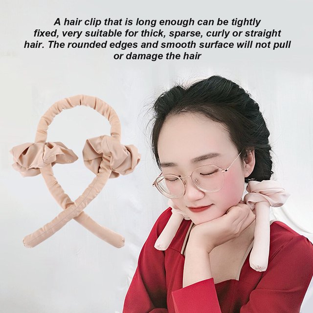 Ruban pour Tige de Bouclage de Cheveux, Mousse Sans Chaleur, Pince Rouleau de Bouclage en Mousse Sans Chaleur, Bandeau Enveloppant Réutilisable et Portable, Café