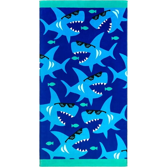 Beachland Sharks Beach Towel for Kids 28 x 51 inch 100% Cotton