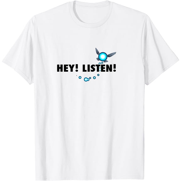 Legend of Zelda Navi Hey Listen Blue Trail Center Logo DTG Print Unisex T-Shirt
