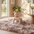 thumbnail image 3 of YEERSWAG Shag Area Rug, 5 x 8 ft Ultra Soft Fluffy Area Rug for Living Room Bedroom Indoor Carpet, Brown, 3 of 11