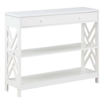 Pemberly Row One-Drawer Console Table with Shelves in White Wood