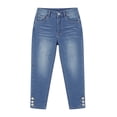 thumbnail image 4 of XIAONU Solid Denim Capri Pants for Women Button Detail Side Pockets Pants, 4 of 5