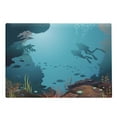 thumbnail image 1 of Diver Cutting Board, Scuba Divers and Coral Reef with Other Nautical Bubbles Swim Fins Illustration, Decorative Tempered Glass Cutting and Serving Board, in 3 Sizes, by Ambesonne, 1 of 2
