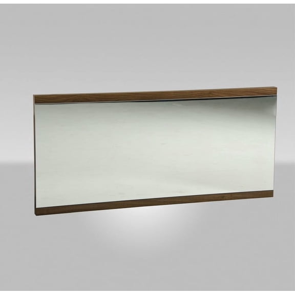24" Walnut Veneer and Glass Mirror