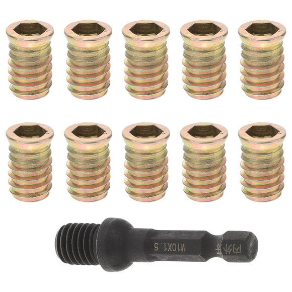 10pcs Threaded Wood Inserts Fastener Furniture Threaded Inserts for Wood with Spanner