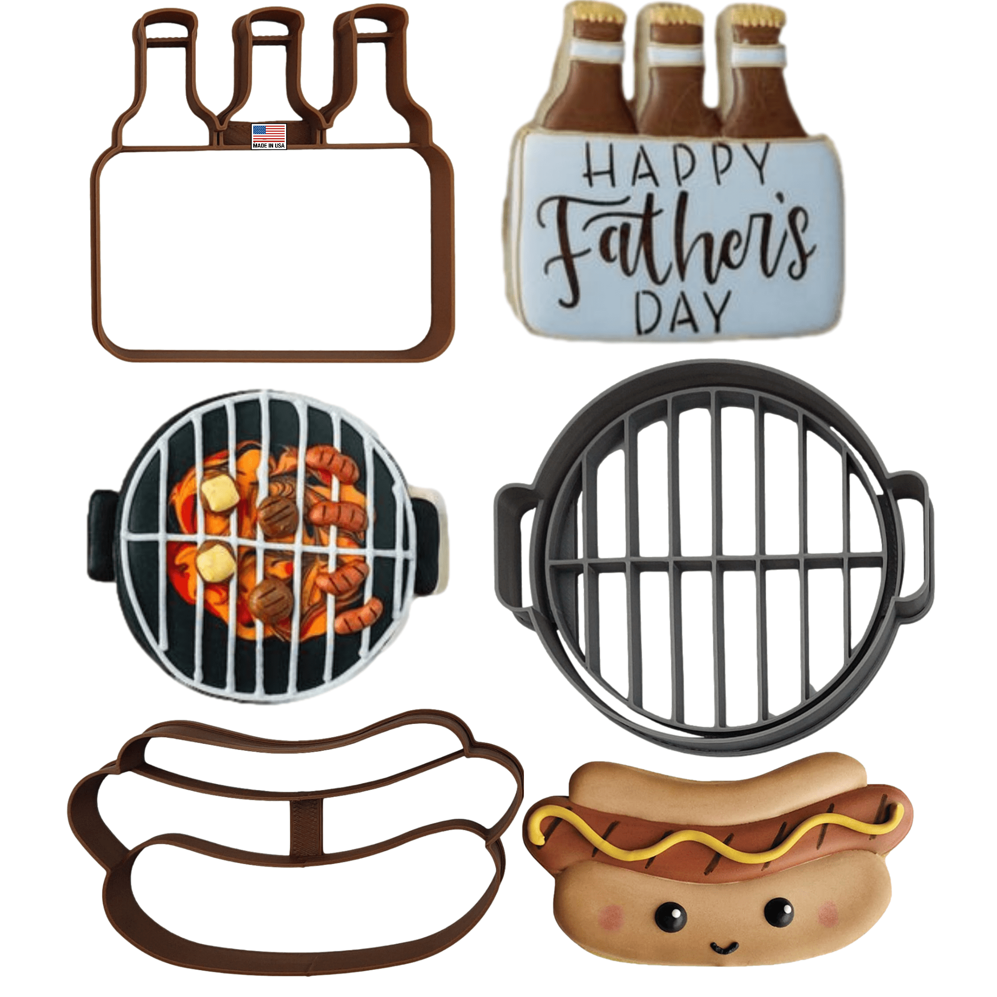 SUMMER GRILLING COOKIE CUTTERS Beer Soda Pop Six Pack Bottles Grill