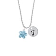 thumbnail image 2 of Delight Jewelry Silvertone Blue Plumeria Flower Silvertone Script Initial Disc - T - Charm Necklace, 20"+3", 2 of 4