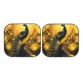 thumbnail image 3 of Uemuo Elegant Gold Leaf Peacock Printed 2 PCS Car Windshield Sun Shade, Auto Sun Heat and UV Rays Blocker, Foldable Automotive Front Window Sunshade Protector, 3 of 7