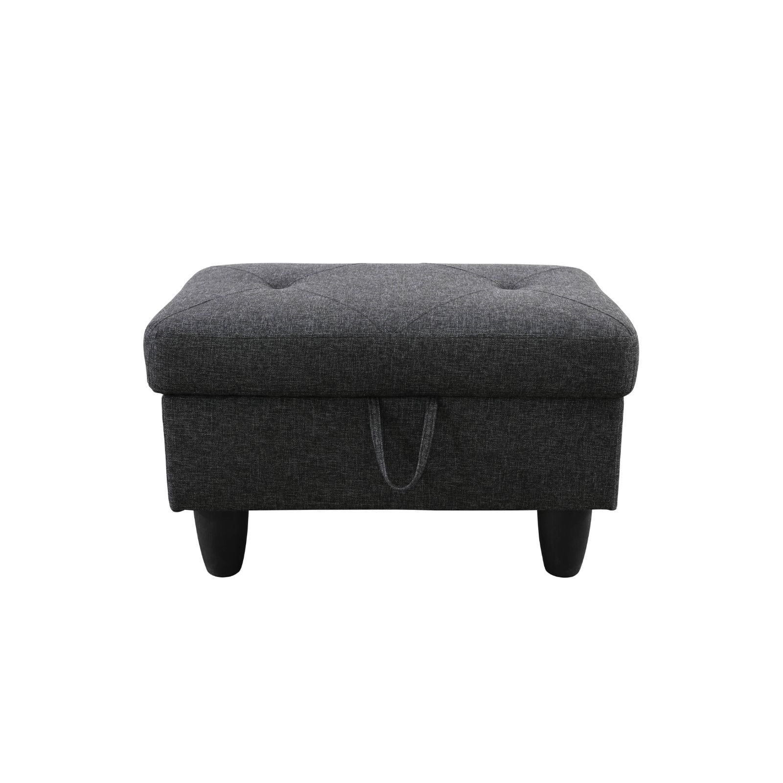 BSHTI 28.5" Multi-Functional Storage Ottoman with Lift-Top Lid, Hidden Compartment Storage, Dark Grey Linen Fabric, Ottoman with Storage for Living Room & Bedroom