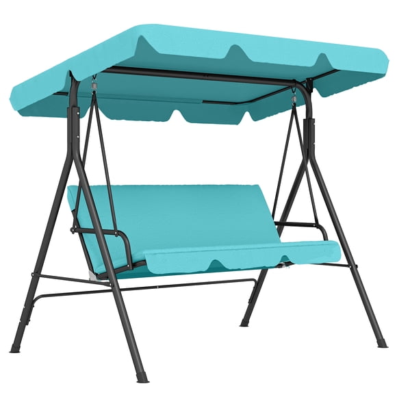 Outsunny 3-Seat Patio Swing Chair with Adjustable Canopy Teal
