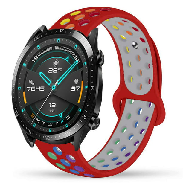 YuiYuKa 20mm/22mm Watch Bands for Samsung Galaxy Watch 5 Pro 45mm/5 44mm 40mm Huawei Watch GT 2/2e GT2/GT2e Pride Edition silicone Strap Samsung Galaxy watch 4 46mm - red -