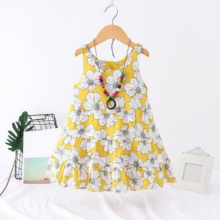 

PEASKJP Dresses Girls Toddler Girls Sleeveless Flowy Chiffon Bowknot Floral Prints Princess Dress Strappy Flowy Maxi Dresses for Girls 2023 Yellow 8-9 Years