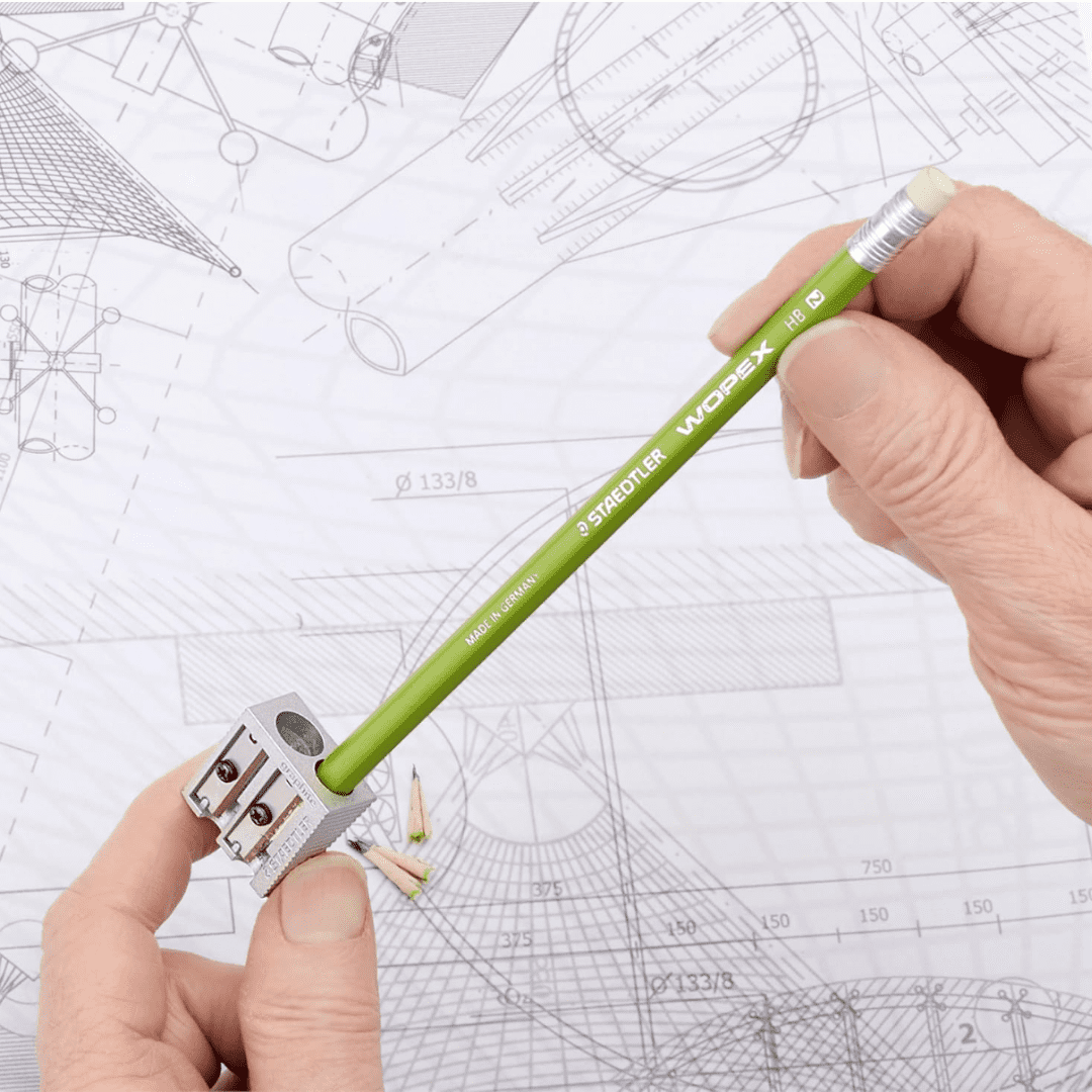 STAEDTLER 12-Pack Metal Double-Hole Pencil Sharpener - Precision 23° & 30° Angles for Standard & Colored Pencils - 3-Point Blade Design for Sharp Lines, 12 Count