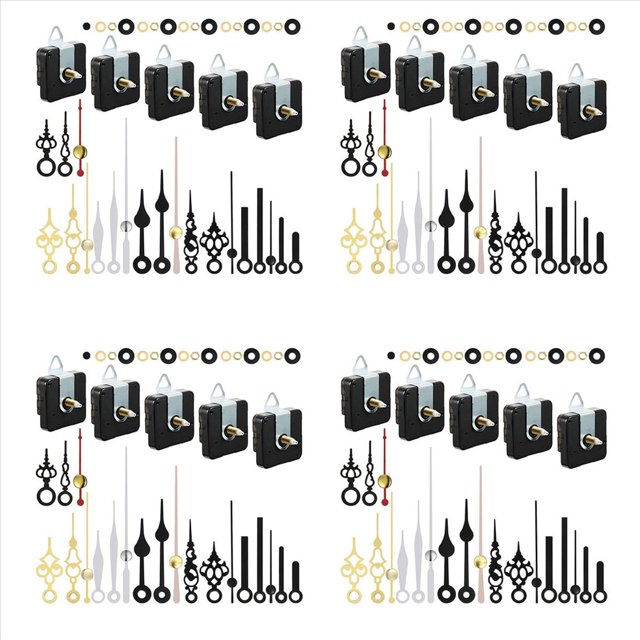 20 Piezas de Mecanismo de Movimiento de Reloj Piezas de Reloj de Pared de Cuarzo Silencioso DIY con 28 Pares Diferentes Kit de Reemplazo de Manos de Reloj