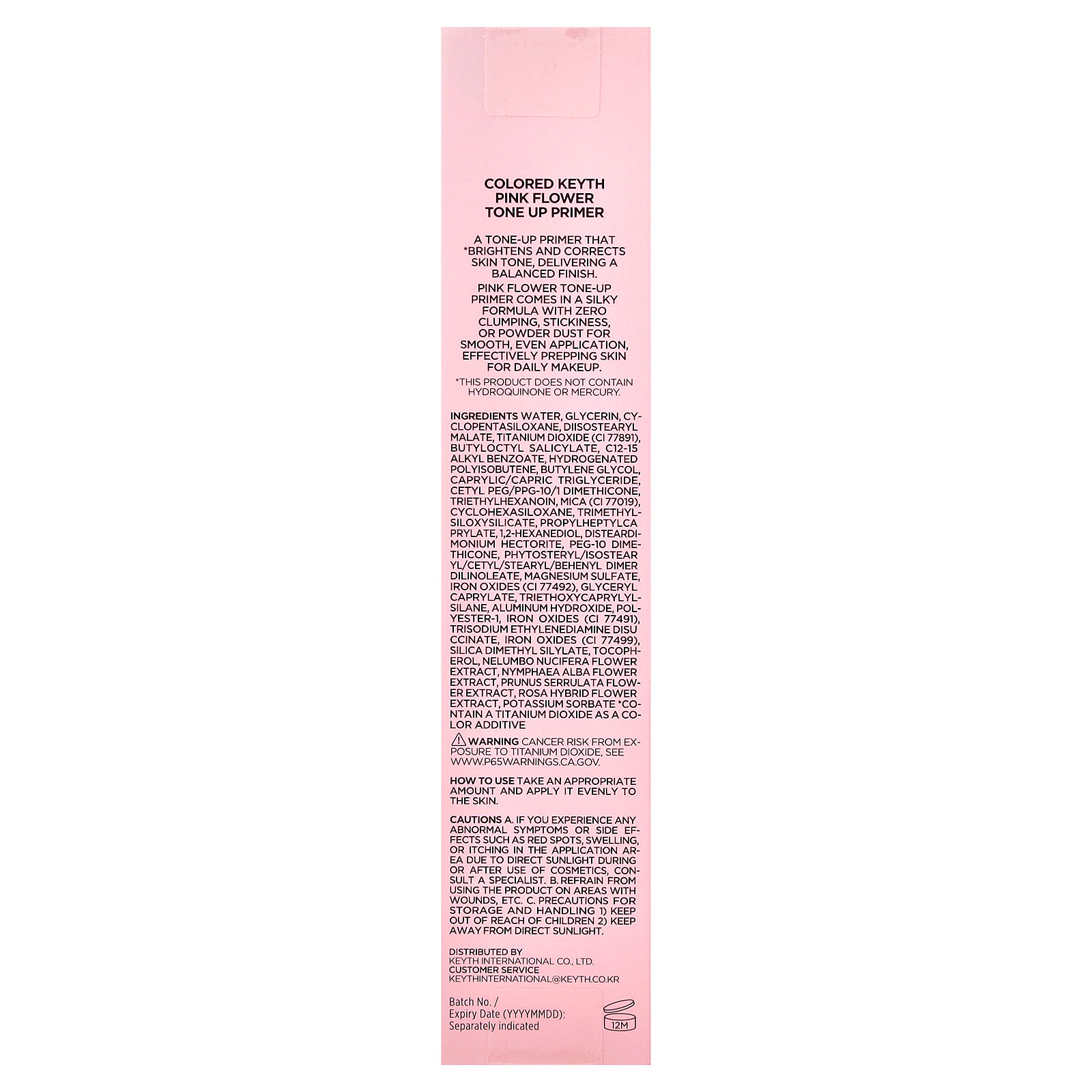 KEYTH Colored Pink Flower Tone Up Primer, 0.67 fl oz (20 ml)