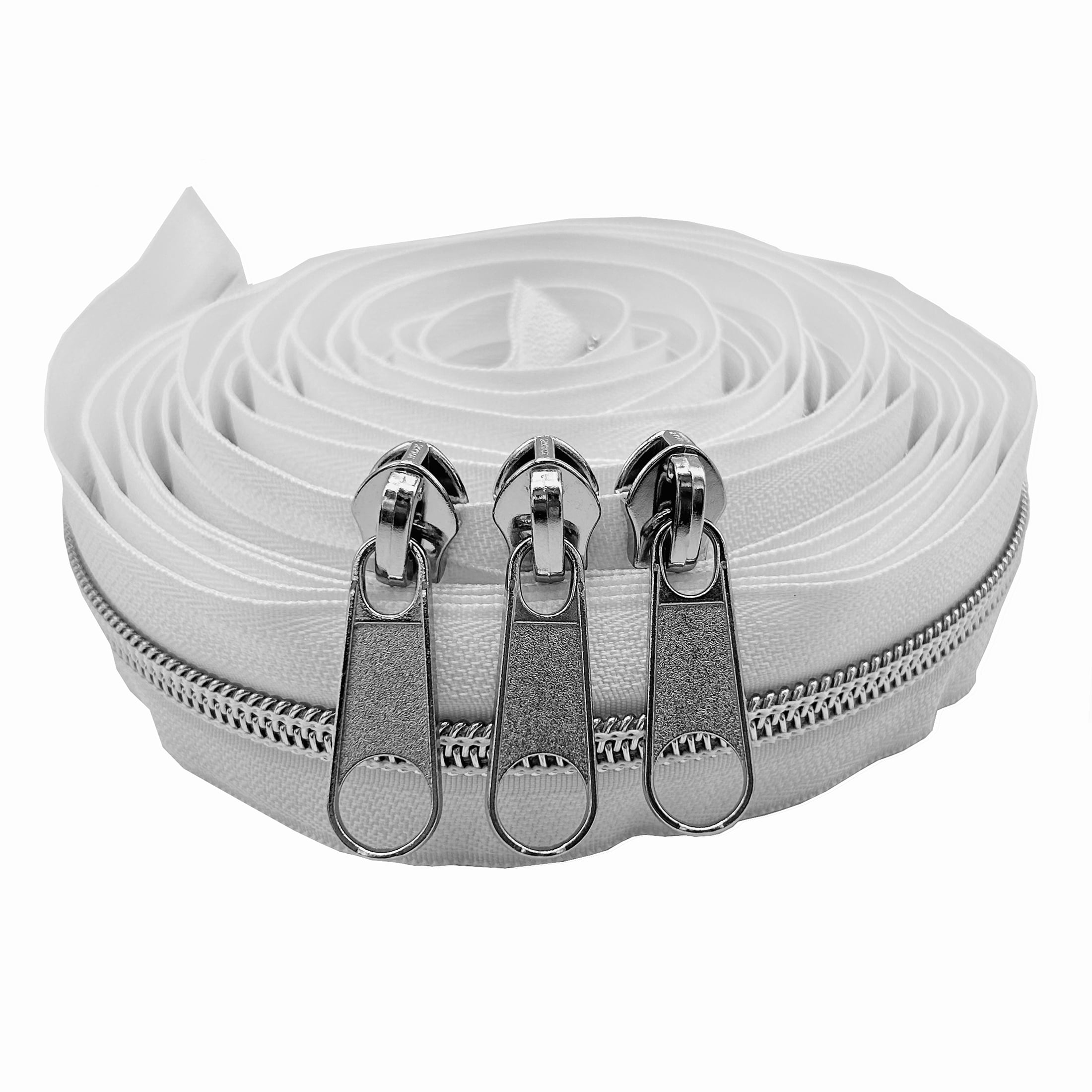 Goyunwell #5 White Zippers, 5 Yards Nylon Zipper Tape with Goyunwell #5 White Zippers, 5 Yards Nylon Zipper Tape with