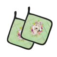 thumbnail image 1 of ""Caroline'S Treasures Ck4386Pthd Lakeland Terrier Flores Verdes Par De Agarraderas Multicolor"", 1 of 1