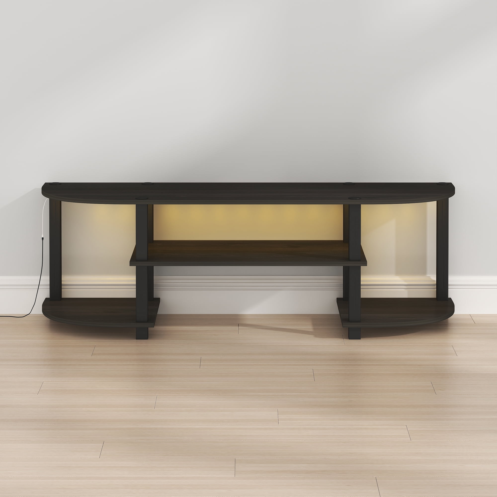 Furinno Turn-S-Tube 3-Tier LED TV Stand for TV up to 55 Inch. Espresso