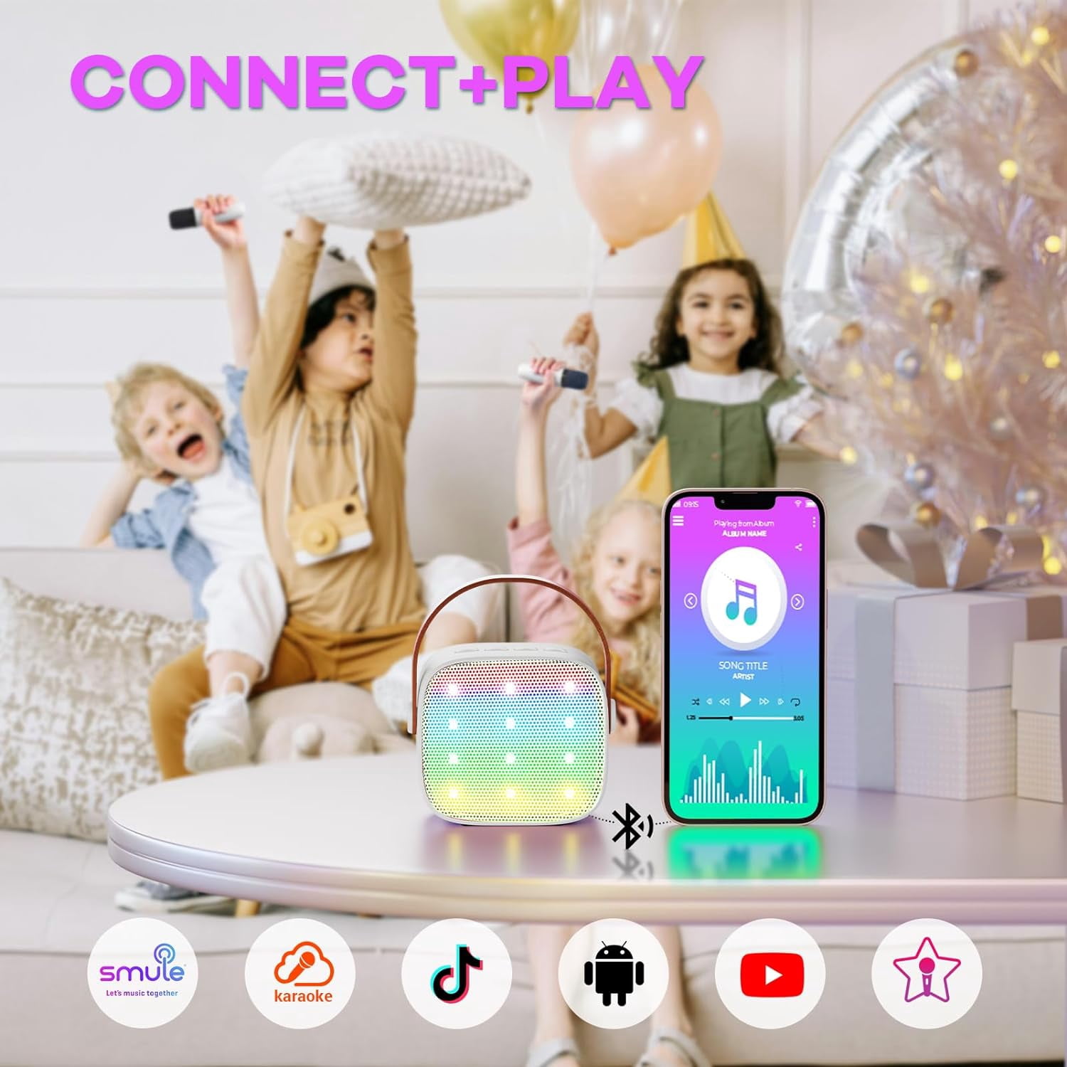 XIHAMA Kids Karaoke Machine, Portable Bluetooth Speaker with Wireless Microphone for Kids, Christmas Toys Gift for Boys Aged 4 to 10