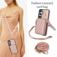 thumbnail image 5 of Compatible with Samsung Galaxy S24 FE 5G Wallet Phone Case Tempered Glass Screen Protector Wrist Crossbody Strap Stand Credit Card Holder RFID Slot Cell Cover for S 24 EF S24FE Women Girls Rose Gold, 5 of 9