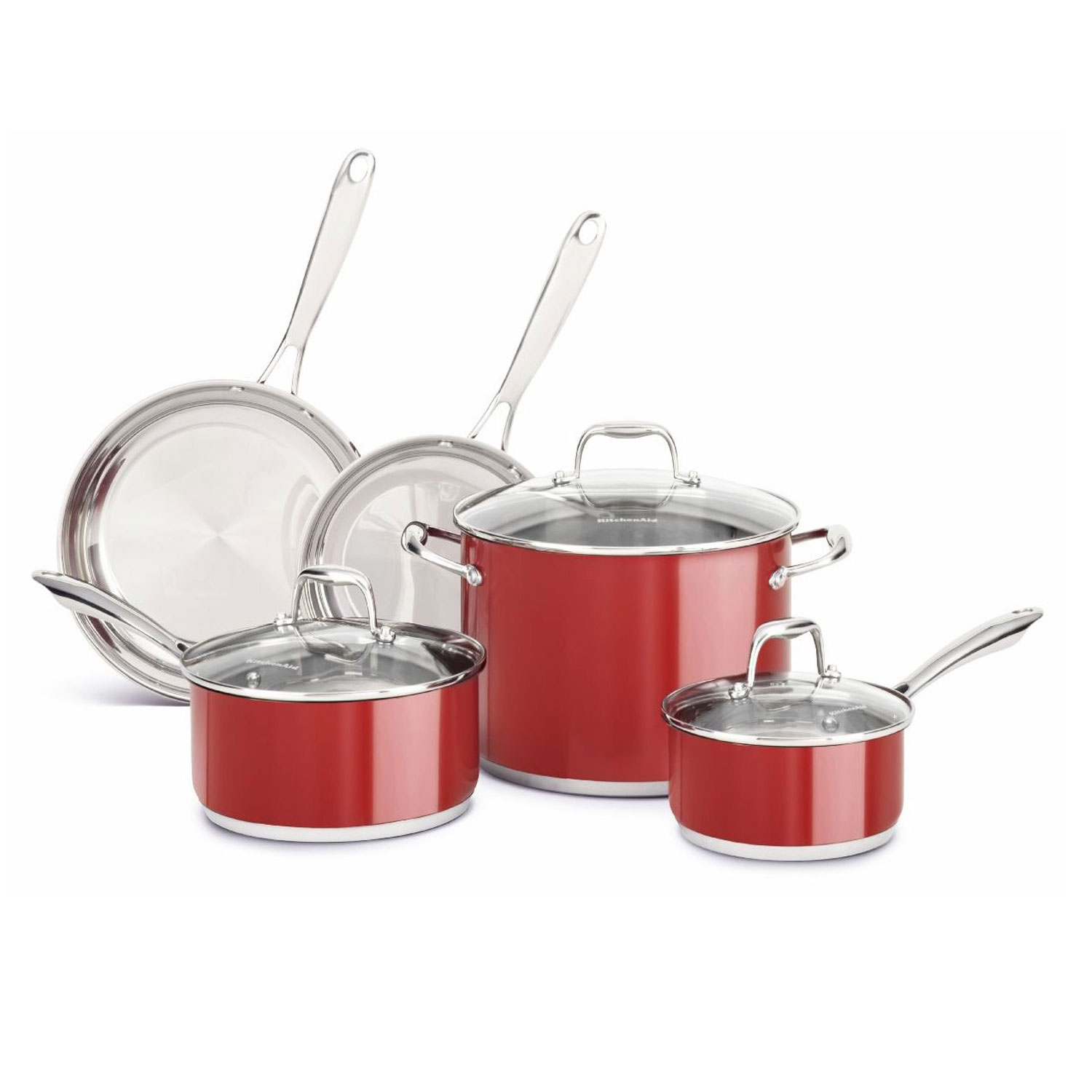KitchenAid KCSS08ER Stainless Steel 8Piece Cookware Set Empire Red