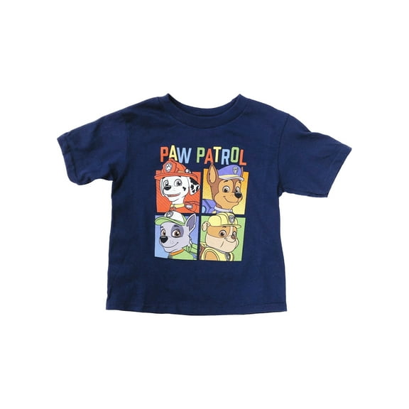 Paw Patrol Toddler Boys Navy Blue Short Sleeve Puppy Dog Marshall Tee Shirt 2T