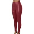 thumbnail image 1 of LOVZFMLL Women's Pants, Solid Matte Faux Leather Open Crotch Flared Long Leggings Wine, 2XL, 1 of 5