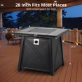 thumbnail image 2 of 28 Inch Propane Fire Pit Table, 50000BTU Rectangle Fire Table with Cover, Sturdy Steel and Iron Fence Surface, CSA Safety Certified, Companion for Your Garden Black, 2 of 9