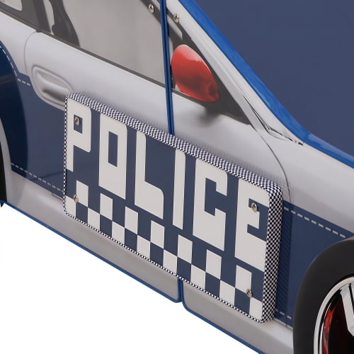 HICOMILA Hero Patrol Police Car Twin Bed ,Policeman Beds, Twin Bed Frame for Boys, LED Headlights, Full Guardrails,Easy Assembly
