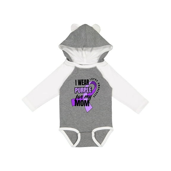 Inktastic I Wear Purple For My Mom Lupus Awareness Boys or Girls Long Sleeve Baby Bodysuit