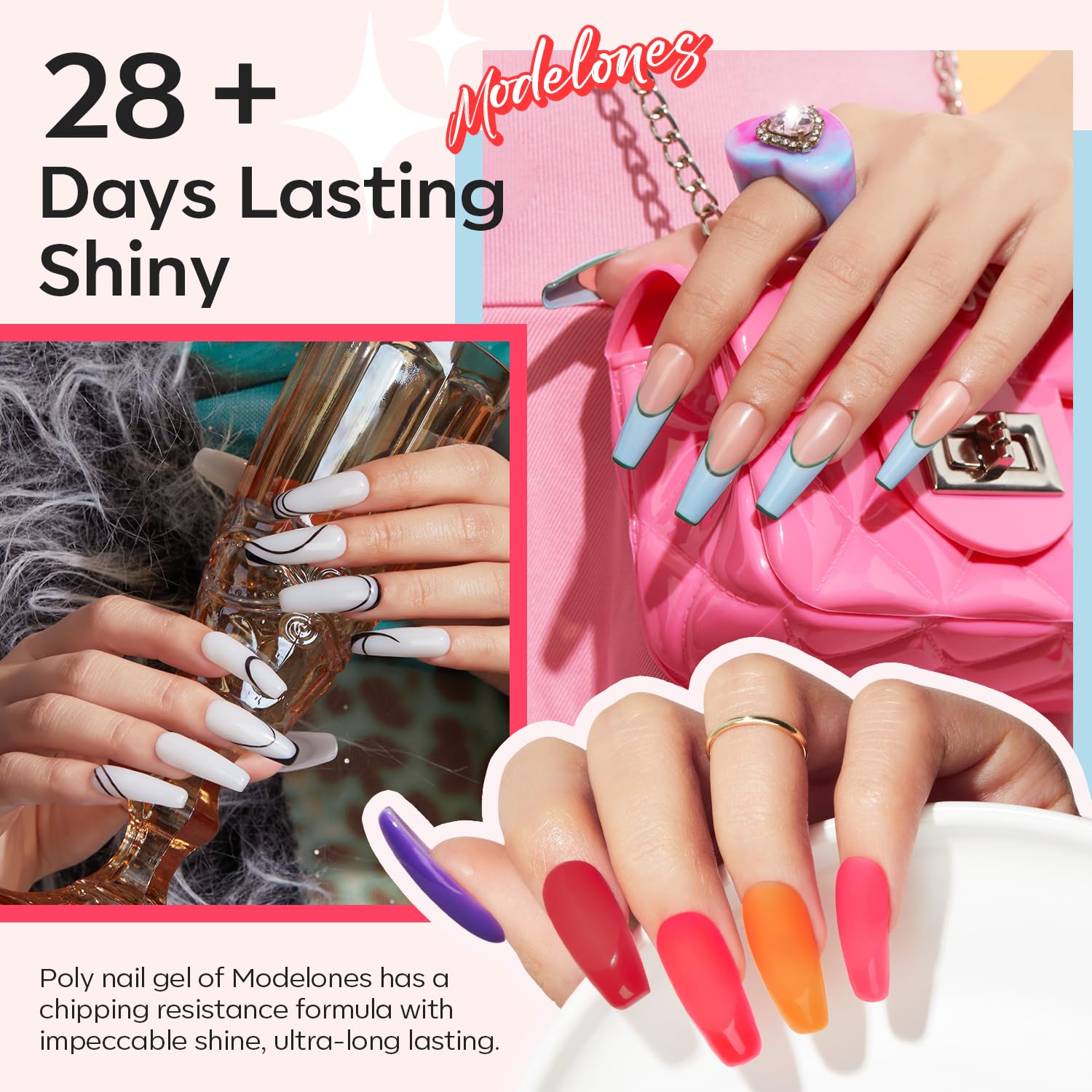 Modelones 133pcs Poly Nail Gel Kit, 32 Colors Poly Extension Gel kit with Nail Lamp Base&Top Coat Slip Solution Builder Nail kits Manicure Tools for Starter Nail Art Design Supplies Kit