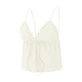 thumbnail image 2 of Gupgi Women Ruched Camisole Sleeveless Spaghetti Straps V Neck Cami Tops Summer Solid Color Vest, 2 of 9