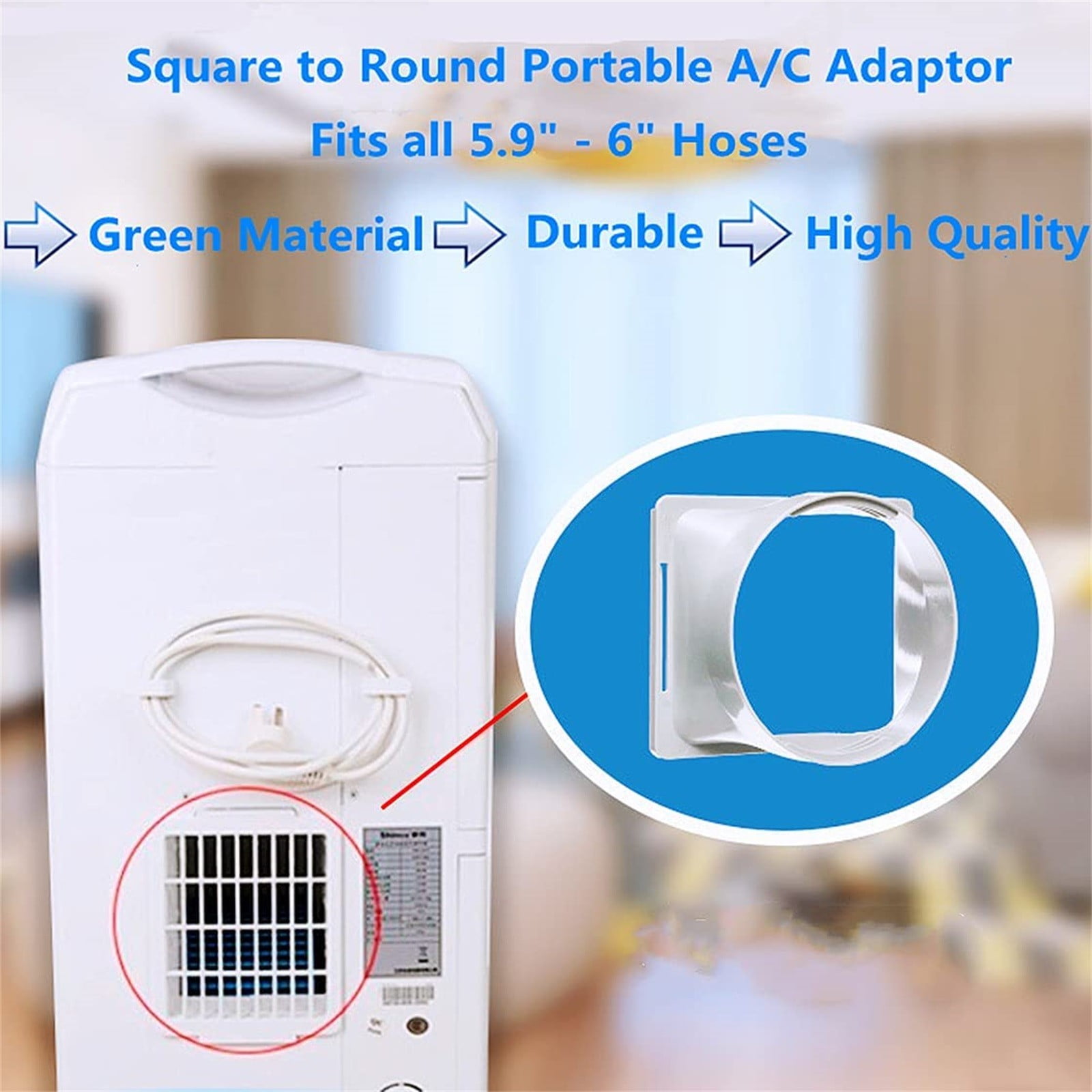 5.9 Inch Portable Air Conditioner Exhaust Hose Coupler,Portable Ac Hose Connector,Square To Round Coupler, Window Adapter Mobile Air Conditioner Accessories– Not Universal, Check Compatibility