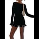 thumbnail image 3 of Vestido Minivestido Elegante de Punto con Volantes y Dobladillo para Mujer, Larga, con Parches de Colores Contrastantes, Ajustado, Estilo Suéter Corto, para Otoño. Negro S, 3 of 9