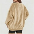 thumbnail image 3 of DAFPZW Fuzzy Sweater for Women Fluffy Sherpa Fleece Pullover Sweaters Long Sleeve Oversized V-Neck Sweatshirt with Pockets, 3 of 4