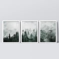 thumbnail image 3 of PixonSign Framed Canvas Print Wall Art Set - Foggy Pine Tree Forest Misty Mountain Art - Set of 3 Nature Wilderness Landscape Artwork Illustrations Wall Décor - 12"x16"x3 Panels White, 3 of 5