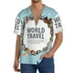 thumbnail image 1 of Balery World Travel Camisa Casual de Manga Corta con Botones para Hombre, Texturizada, Estilo Cubano, para Playa, Verano-Small, 1 of 5