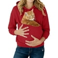thumbnail image 2 of Stralyhd Pet Pouch Hoodie for Women Oversized Sweatshirt with Dog Pouch Pet Care Hoodie Hooded Pet Carrier Pullover Red S, 2 of 5