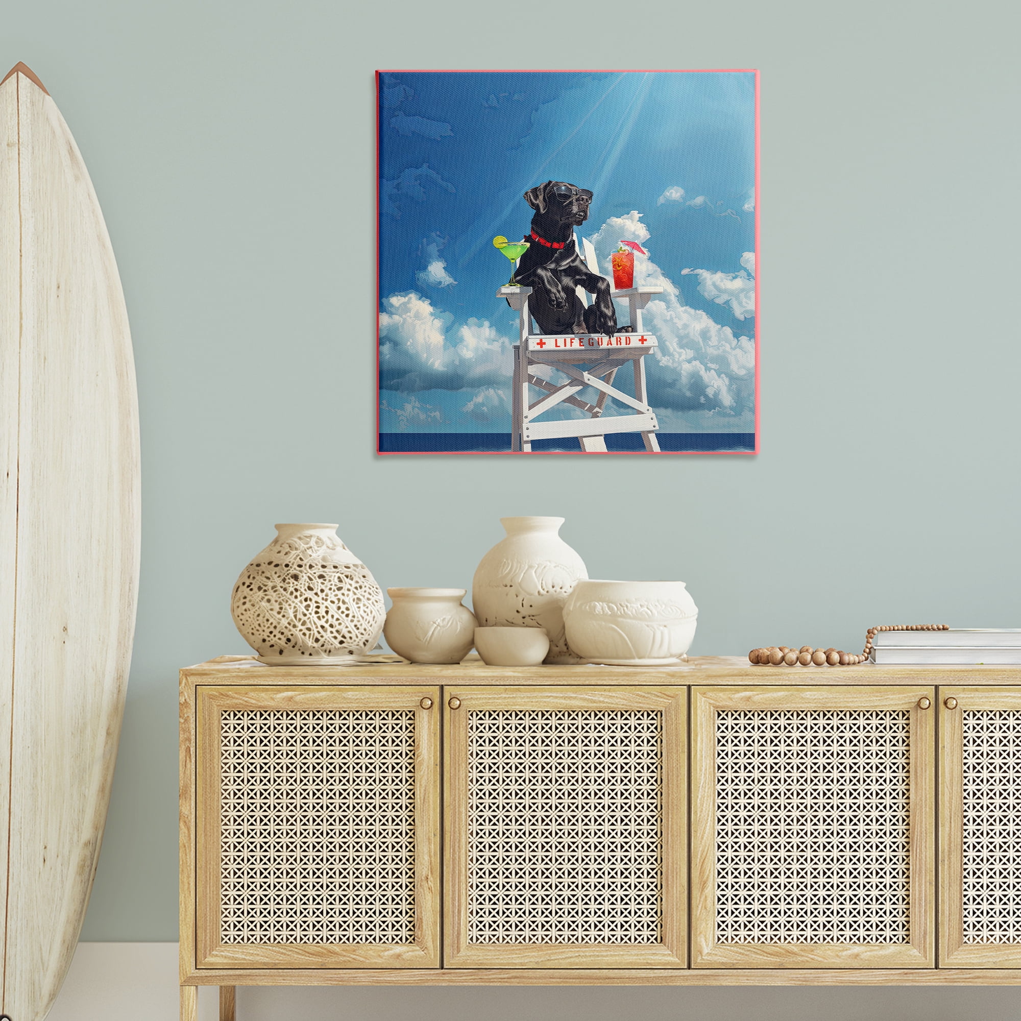 Stupell Industries Guard Dog Lifeguard Nautical & Beach Painting Wrapped Canvas Art Print Wall Art, 36 x 36