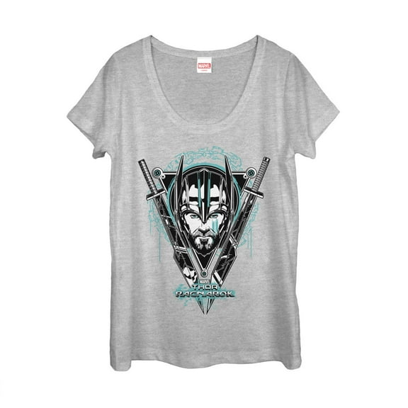 Women's Marvel Thor: Ragnarok Triangle Portrait  Scoop Neck Athletic Heather X Large