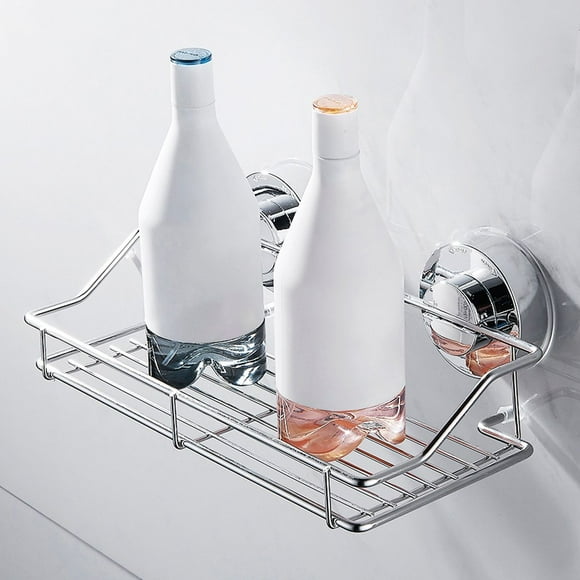 Strong Suction Shower Caddy Shower Rack Bathroom Basket Soap Shelf Storage Organiser Rustproof Bathroom for Hanging Razor Sponge Brush Stainless Steel Wall Rack for Toilet Bath and Kitche