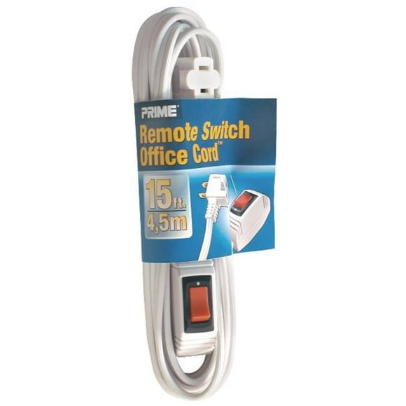 Prime EC870615 Remote Switch Extension Cord- White