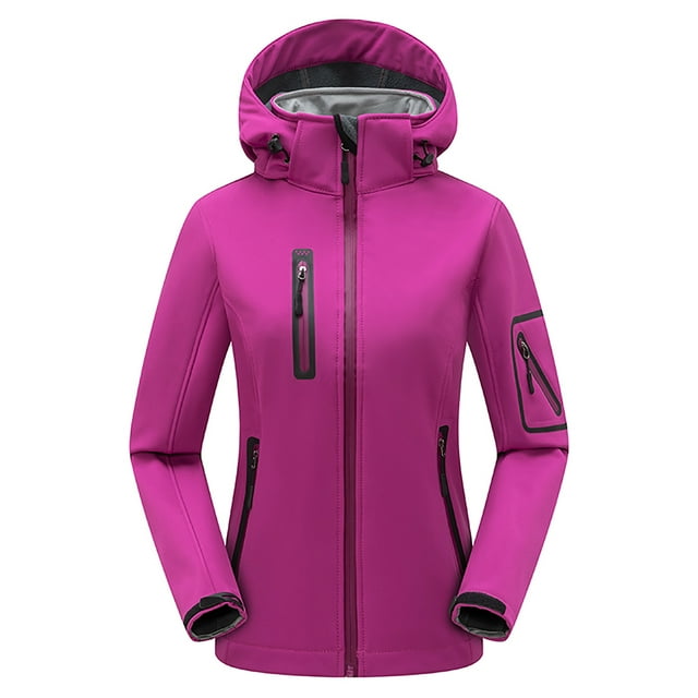 Yuyuzo Manteau Coupe-Vent pour Femmes Léger à Capuche Manteau de Randonnée Doublé en Molleton Coquille Souple