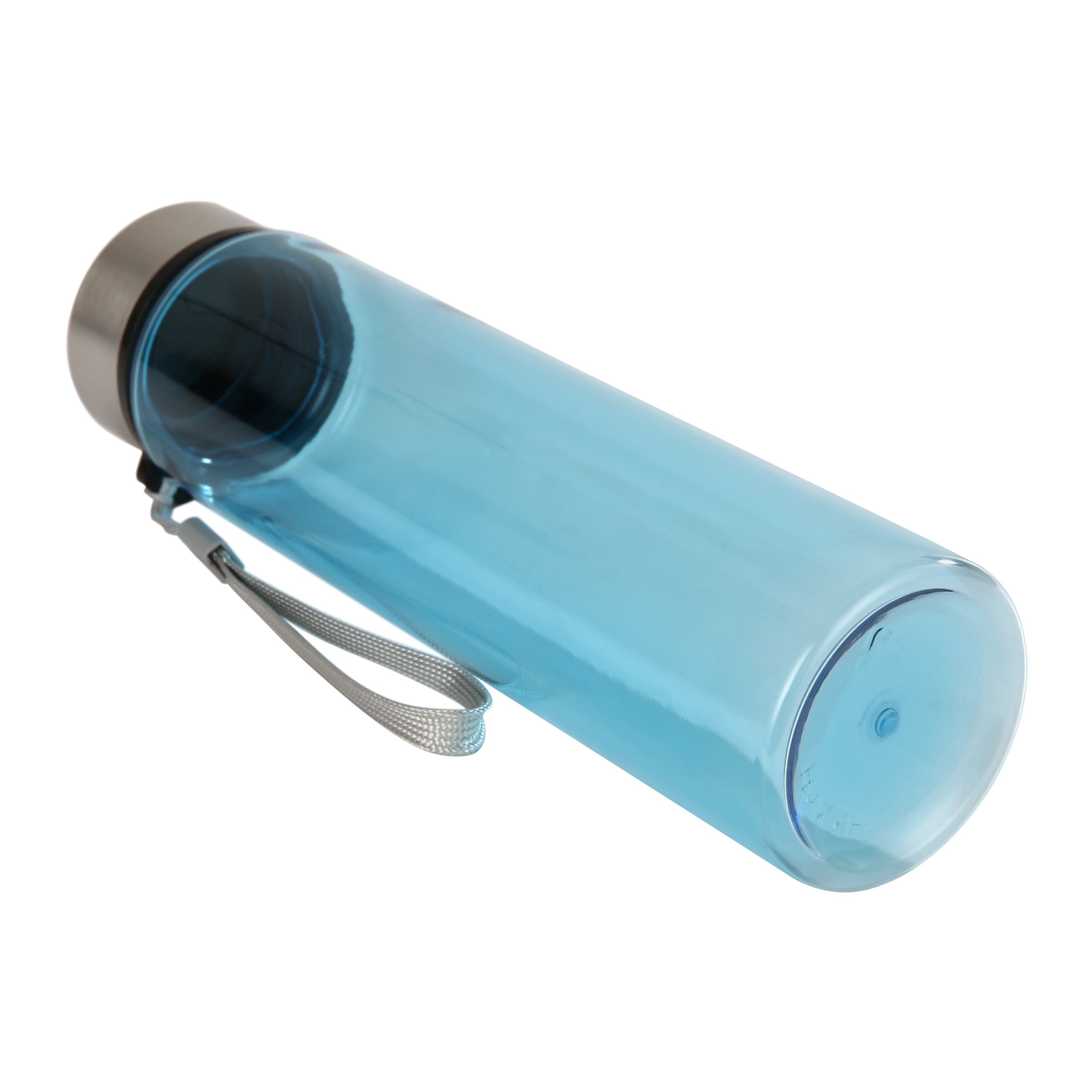 Mainstays 18oz Plastic Blue Water Bottle Stainless Steel Screw Cap Lid with Strap